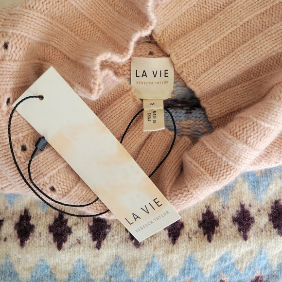 Rebecca Taylor Barbiecore Fair Isle Turtleneck Sweater - Picture 5 of 13